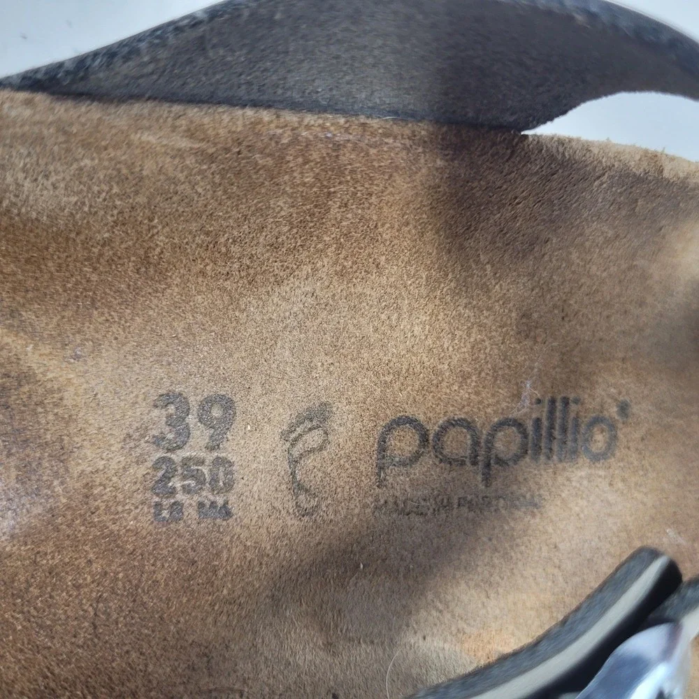 Papillio Birkenstock Gizeh Sandals EU39 US8.5 Grey Nubuck Platform Thong Comfort